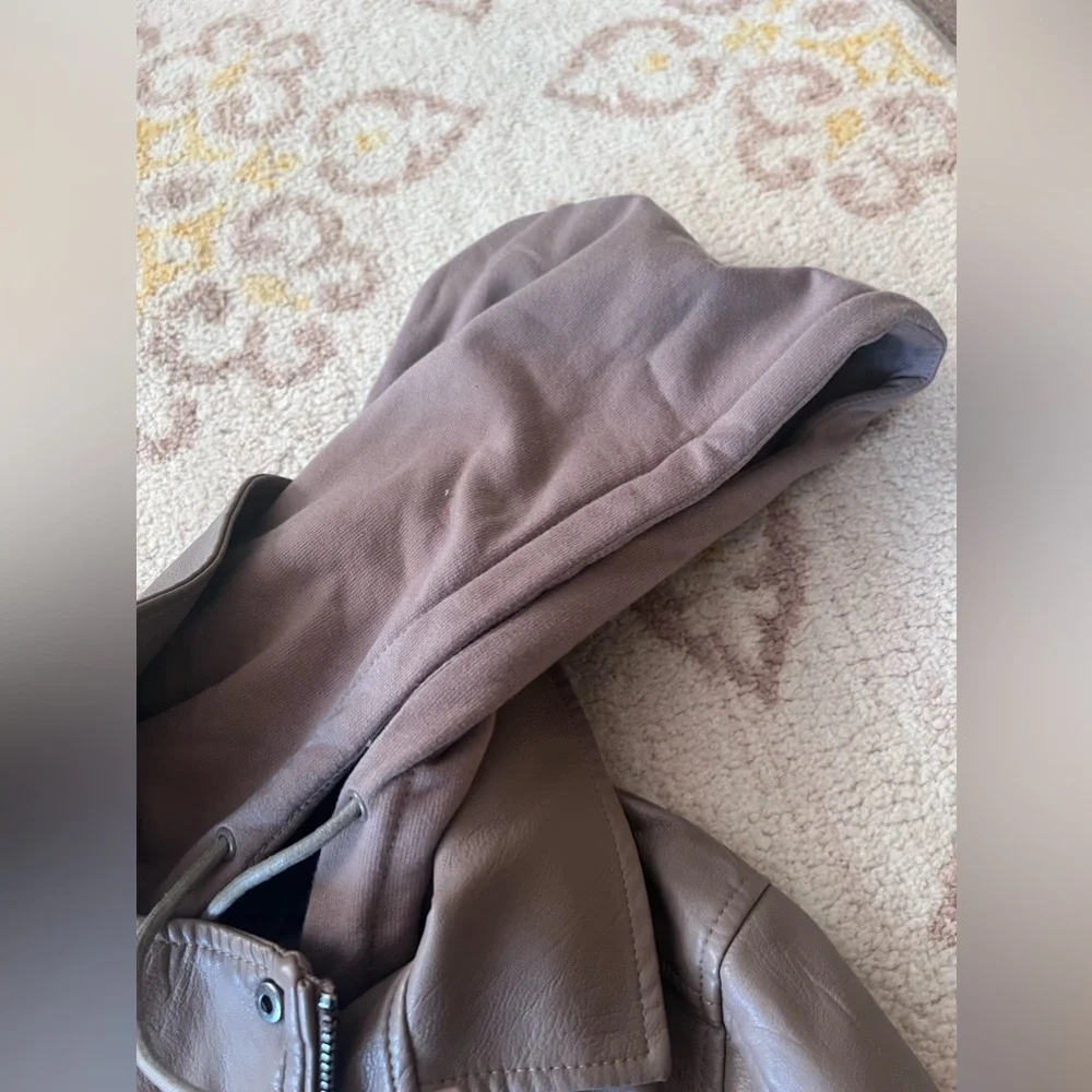 Blanknyc Meant to Be Moto Jacket with Removable Hood Long Sleeve Brown Small - Picture 7 of 9